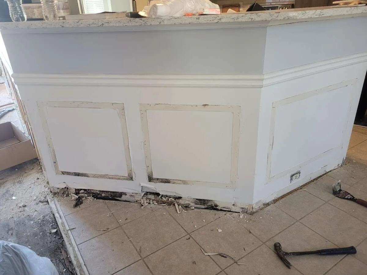 Water damage and mold on kitchen during Storm Damage Restoration in Lynwood